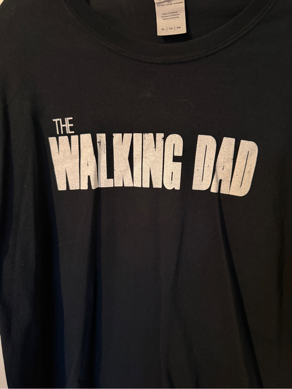 Gildan Black Tee with White "The Walking Dad" Graphic